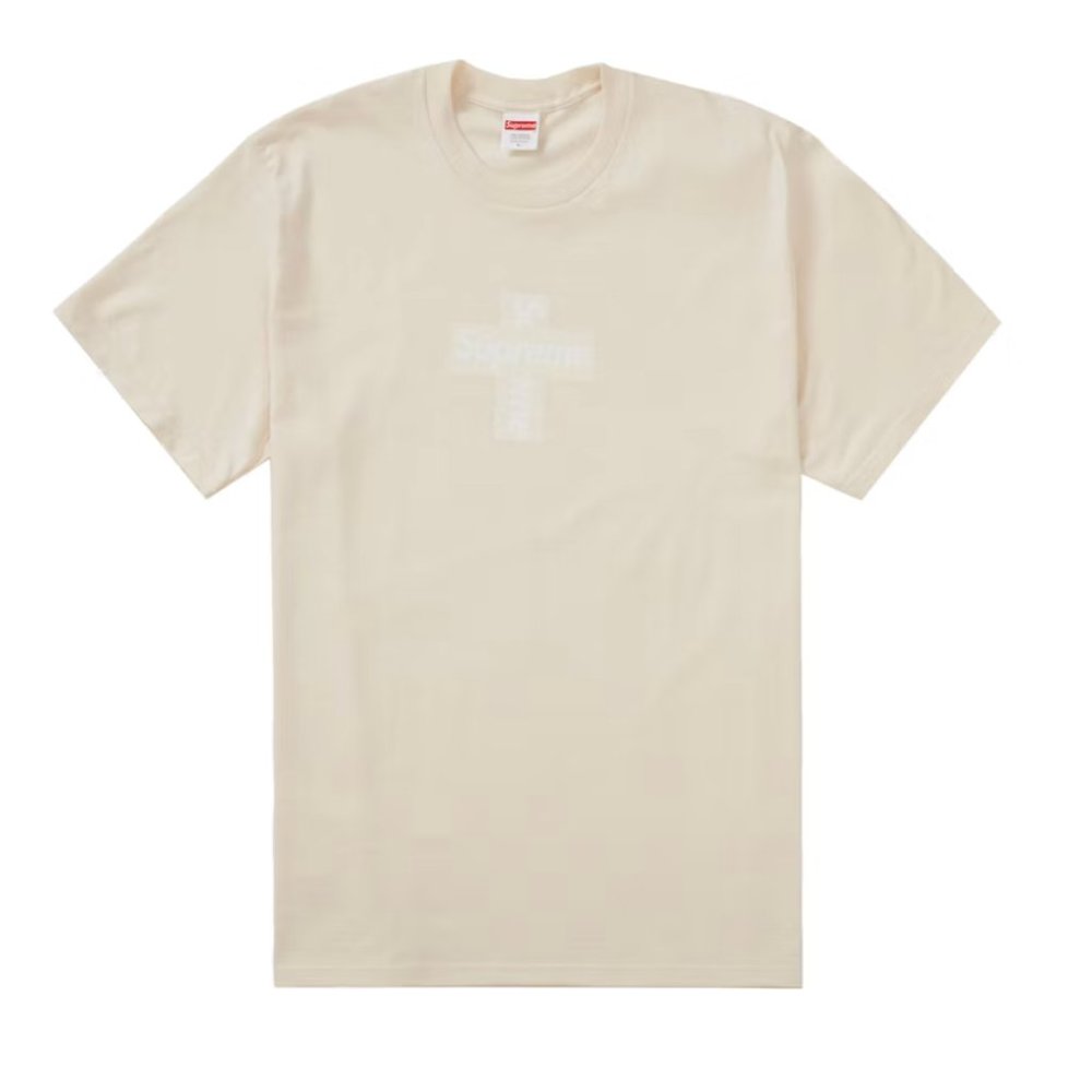 Supreme Cross Box Logo Tee, Size Medium (Natural) FW20